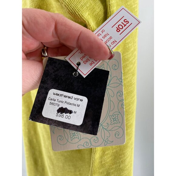 Chalet Women's Pistachio V-Neck Asymmetrical Tunic Top With Side Buttons & 3/4 S - Picture 13 of 13